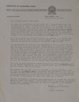 Carta de Homero Castillo dirigida a Sergio Vodanovic