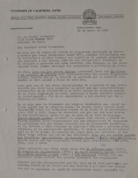 Carta de Homero Castillo dirigida a Sergio Vodanovic
