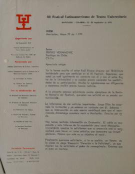 Carta de Carlos Ariel Betancur dirigida a Sergio Vodanovic