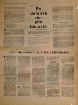En defensa del año bisiesto, Dolor de cabeza para los calendarios