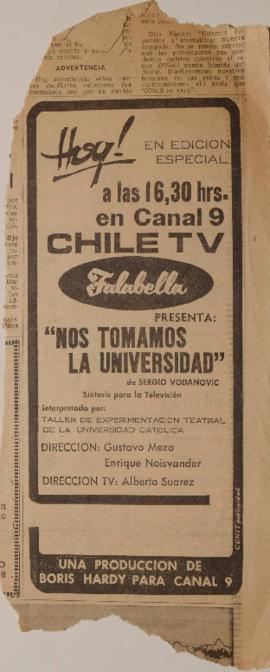 Anuncio publicitario Nos tomamos la universidad, síntesis para la televisión