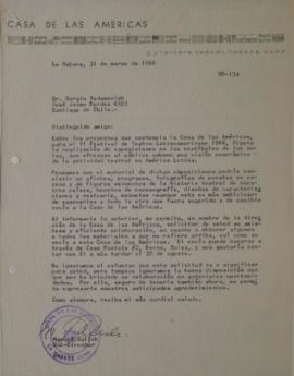 Carta de Manuel Galich dirigida a Sergio Vodanovic
